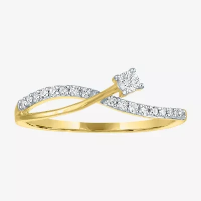 (Gh / Si2 I1) Womens 1/6 CT. T.W. Lab Grown White Diamond 10K Gold Delicate Stackable Ring