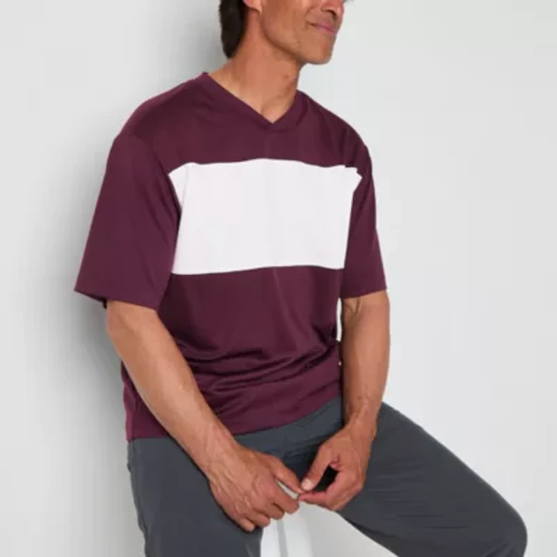 Xersion Mesh Mens V Neck Short Sleeve Quick Dry Active T-Shirt