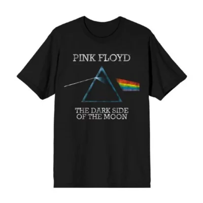 Novelty Mens Crew Neck Short Sleeve Relaxed Fit Pink Floyd Graphic T-Shirt