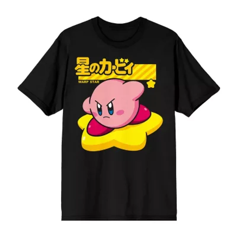 Novelty Mens Crew Neck Short Sleeve Relaxed Fit Kirby Graphic T-Shirt