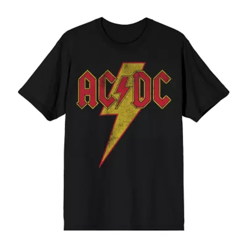 Novelty Mens Crew Neck Short Sleeve Relaxed Fit AC/DC Graphic T-Shirt