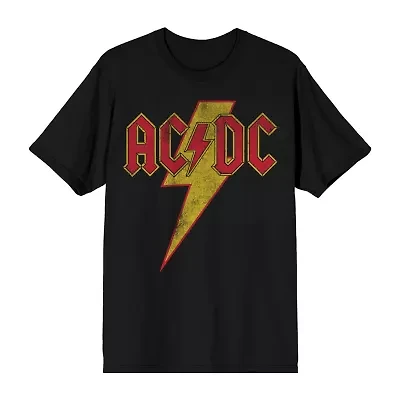 Novelty Mens Crew Neck Short Sleeve Relaxed Fit AC/DC Graphic T-Shirt