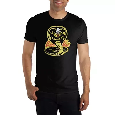Novelty Mens Crew Neck Short Sleeve Relaxed Fit Cobra Kai Graphic T-Shirt