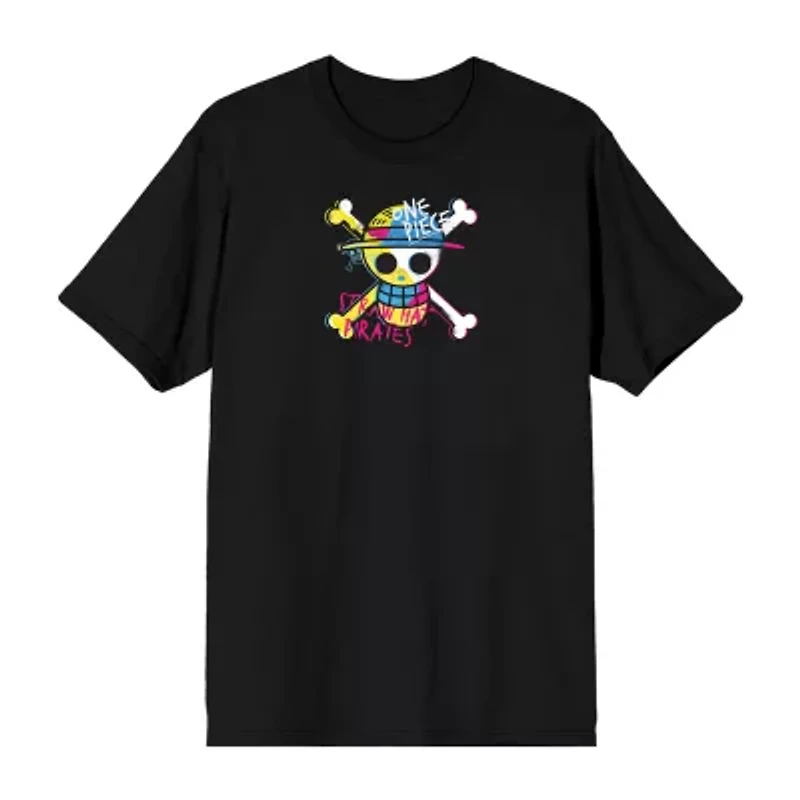 Novelty One Piece Straw Hat Pirates Mens Crew Neck Short Sleeve Relaxed Fit Graphic T-Shirt