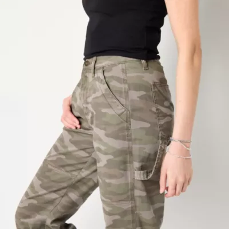 Arizona Womens Wide Leg High Rise Juniors Flat Front Pant