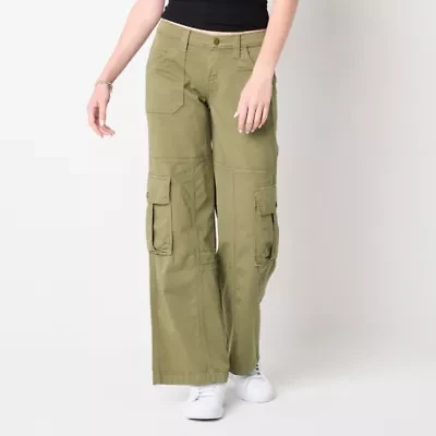 Arizona Cargo Womens Wide Leg Low Rise Juniors Flat Front Pant