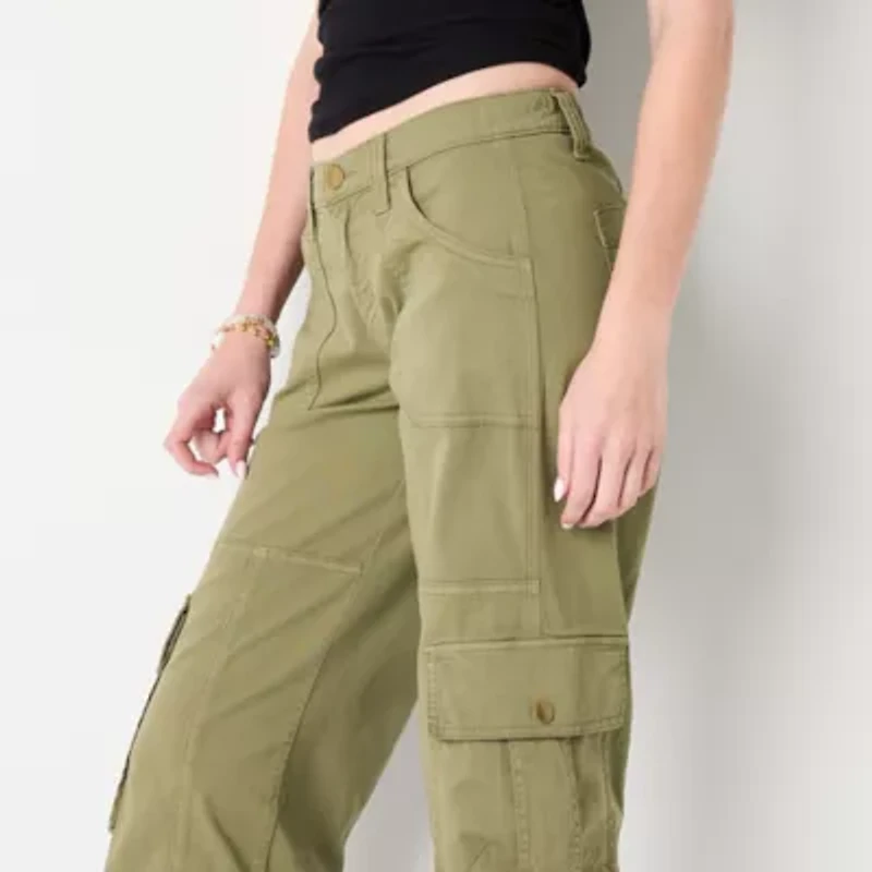 Arizona Cargo Womens Wide Leg Low Rise Juniors Flat Front Pant