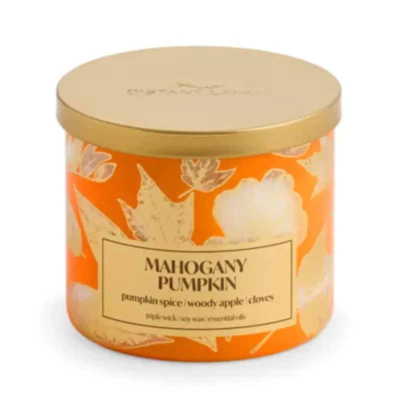 Distant Lands Mahogany Pumpkin 3-Wick Scented Jar Candle