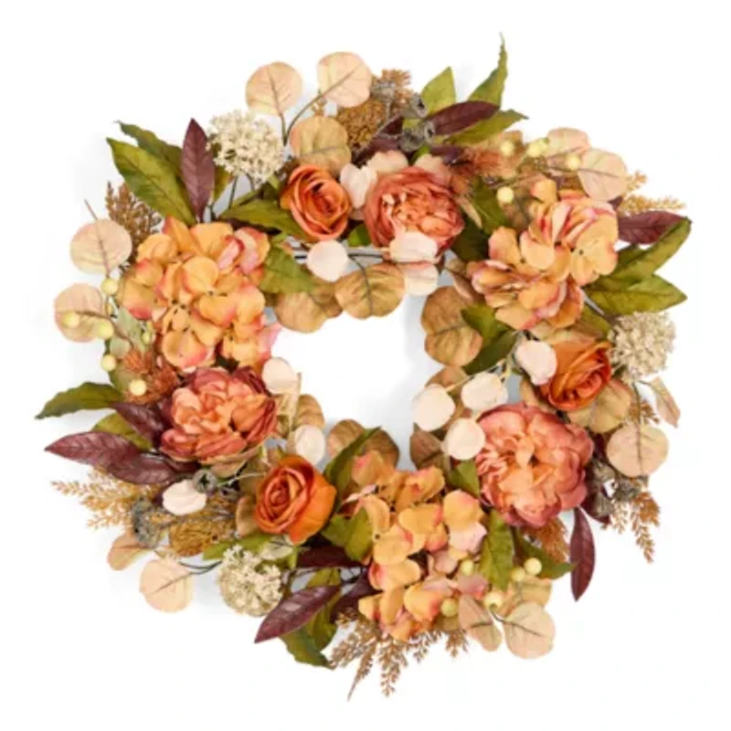 Linden Street Orange Rose Wreath