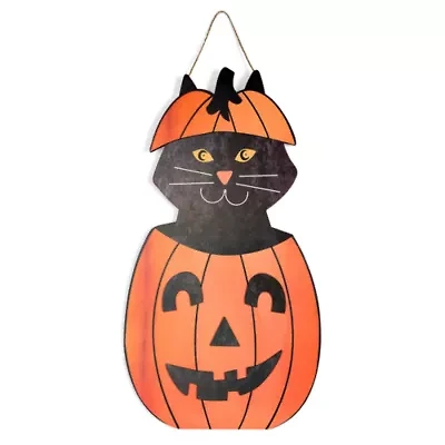 Layerings Cat Pumpkin Halloween Porch Sign