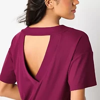 Xersion Womens Rib Round Neck Short Sleeve T-Shirt