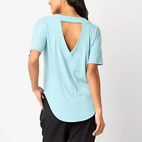 Xersion Womens Rib Round Neck Short Sleeve T-Shirt