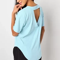 Xersion Womens Rib Round Neck Short Sleeve T-Shirt