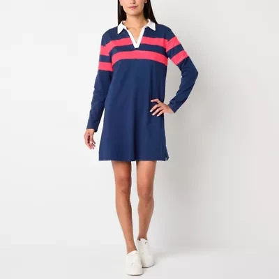 St. John's Bay Womens Long Sleeve Rugby Dress
