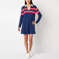 St. John's Bay Womens Long Sleeve Rugby Dress