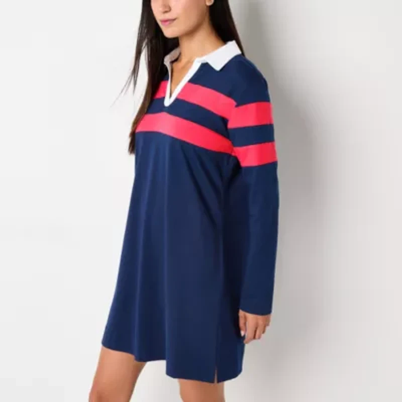 St. John's Bay Womens Long Sleeve Rugby Dress