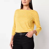 St. John's Bay Womens Boat Neck 3/4 Sleeve T-Shirt