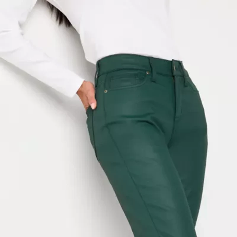 St. John's Bay Womens Mid Rise Coated Straight Leg Jean