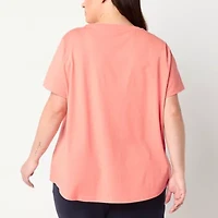 PUMA Womens Crew Neck Short Sleeve Regular Fit Plus Graphic T-Shirt