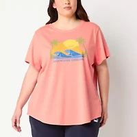 PUMA Womens Crew Neck Short Sleeve Regular Fit Plus Graphic T-Shirt