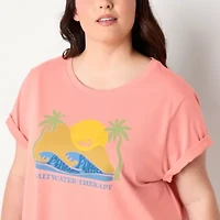 PUMA Womens Crew Neck Short Sleeve Regular Fit Plus Graphic T-Shirt