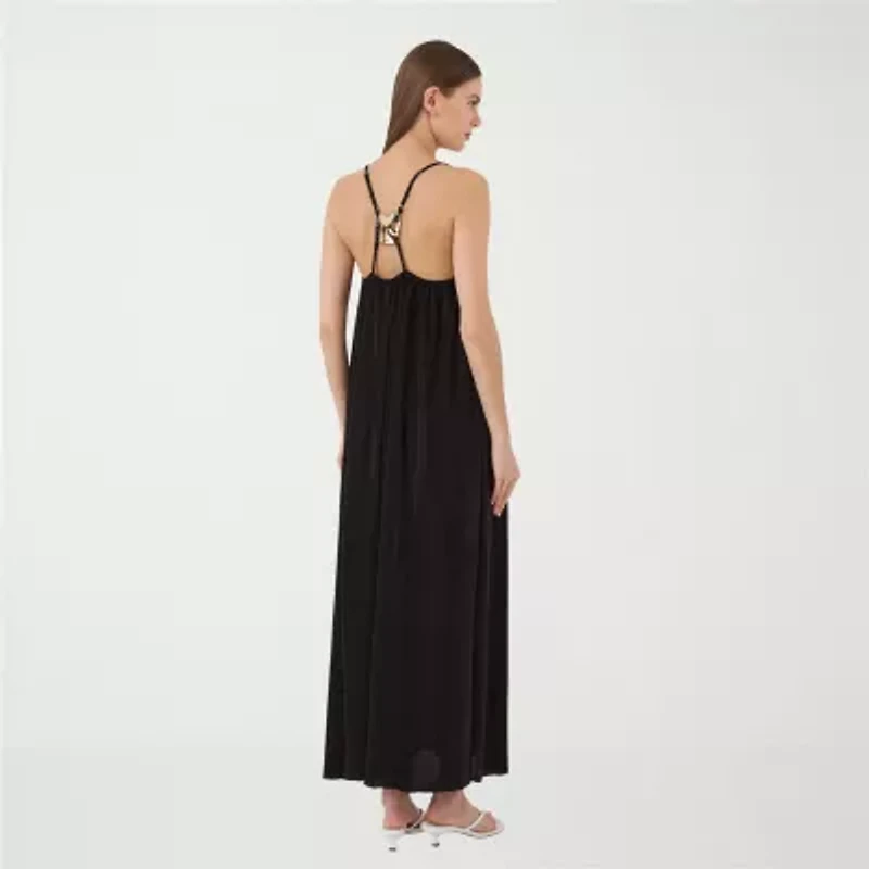 RM Rebecca Minkoff Womens Straight Neck Sleeveless Embellished Maxi Dress