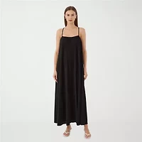 RM Rebecca Minkoff Womens Straight Neck Sleeveless Embellished Maxi Dress