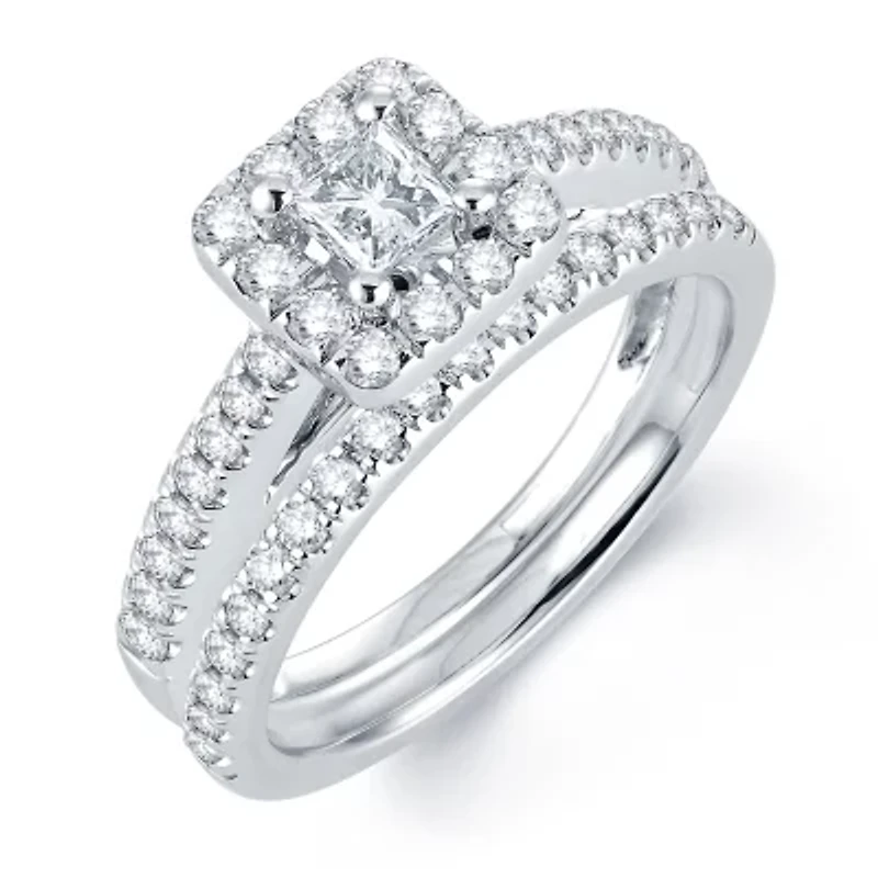 Modern Bride® Signature 1 CT.T.W. Natural Diamond 14K White Gold Engagement Ring