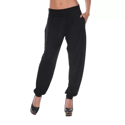 White Mark Harem Womens Stretch Fabric Cuffed Mid Rise Jogger Pant