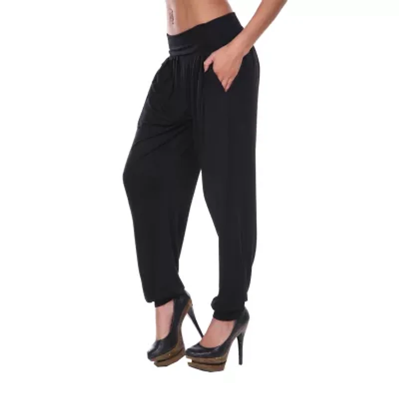 White Mark Harem Womens Stretch Fabric Cuffed Mid Rise Jogger Pant
