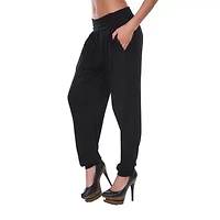 White Mark Harem Womens Stretch Fabric Cuffed Mid Rise Jogger Pant
