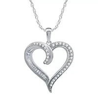 Womens CT. T.W. Natural White Diamond 10K Gold Heart 18 Inch Pendant Necklace