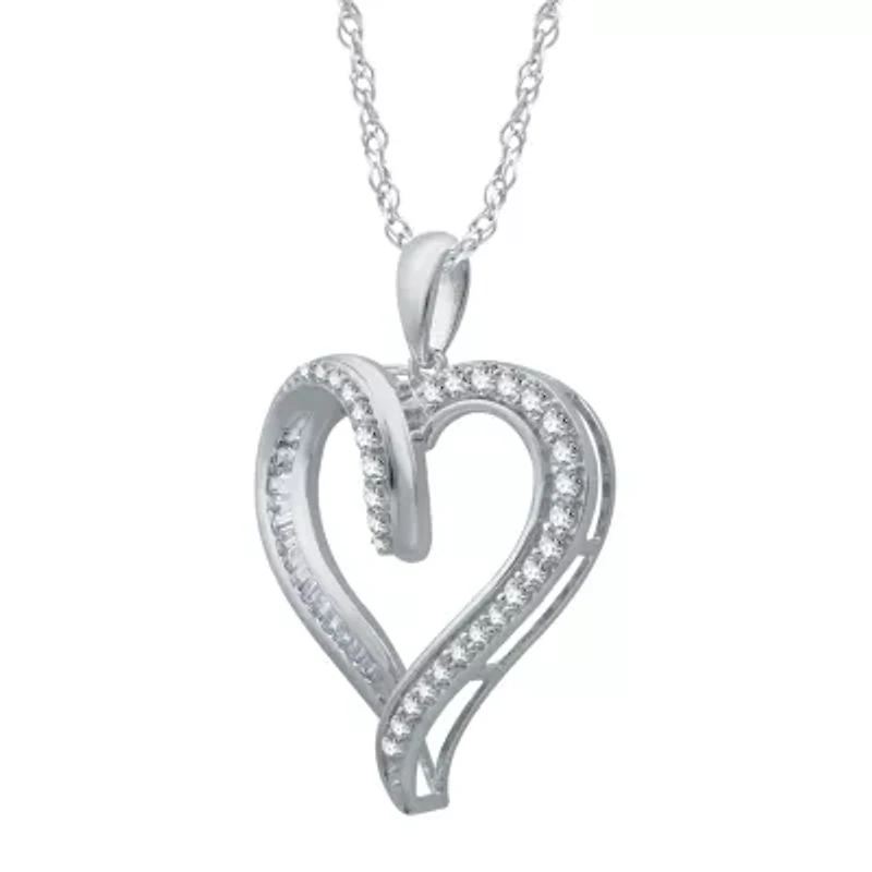 Womens CT. T.W. Natural White Diamond 10K Gold Heart 18 Inch Pendant Necklace