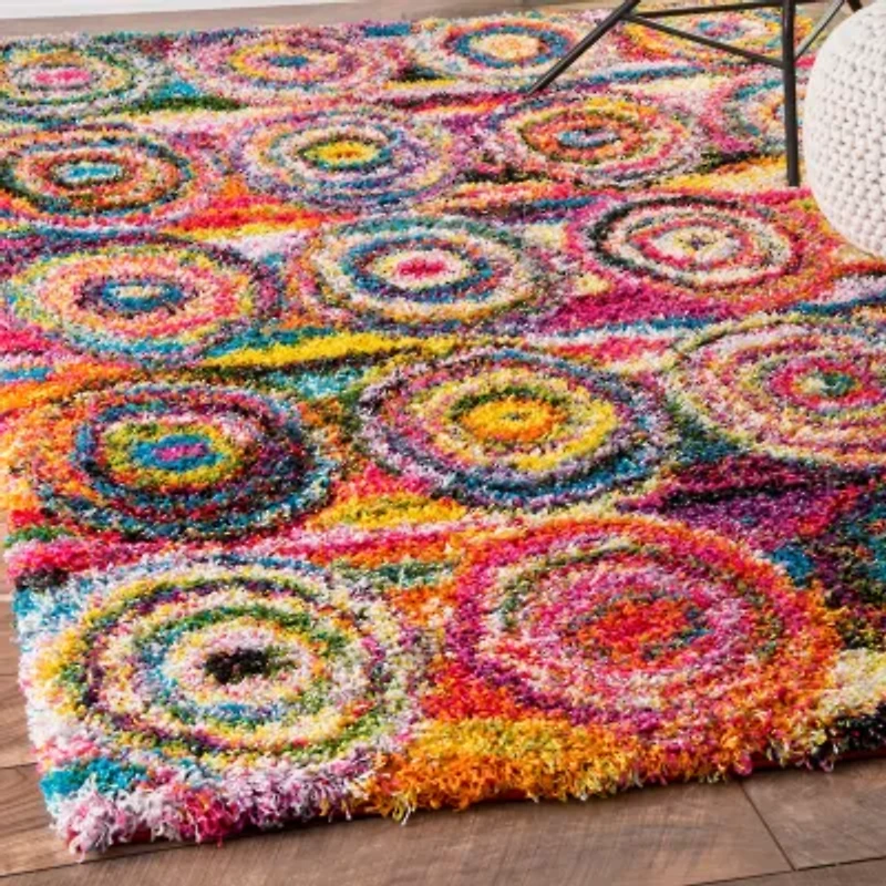 nuLoom Kindra Circles Shaggy Rectangular Rug
