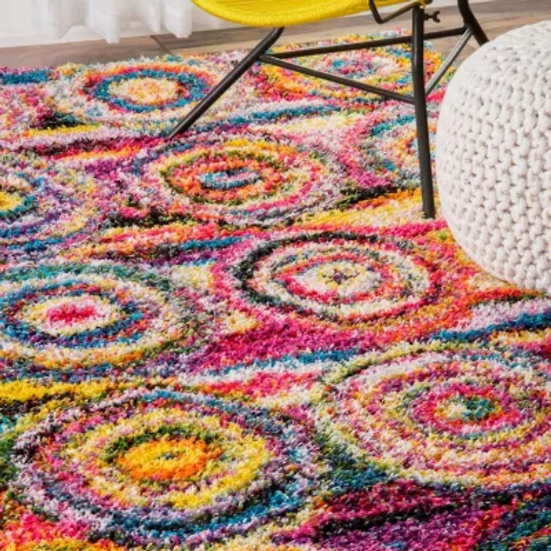 nuLoom Kindra Circles Shaggy Rectangular Rug