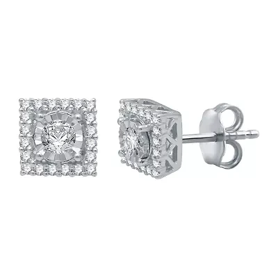 1/3 CT. T.W. Natural White Diamond Sterling Silver 6.9mm Square Stud Earrings