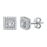 1/3 CT. T.W. Natural White Diamond Sterling Silver 6.9mm Square Stud Earrings