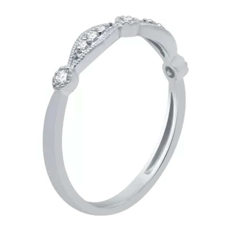 Womens 1/10 CT. T.W. Natural White Diamond Sterling Silver Wedding Band