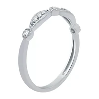 Womens 1/10 CT. T.W. Natural White Diamond Sterling Silver Wedding Band