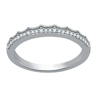 Womens 2MM 1/10 CT. T.W. Natural White Diamond Sterling Silver Wedding Band