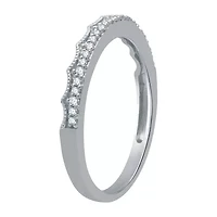 Womens 2MM 1/10 CT. T.W. Natural White Diamond Sterling Silver Wedding Band