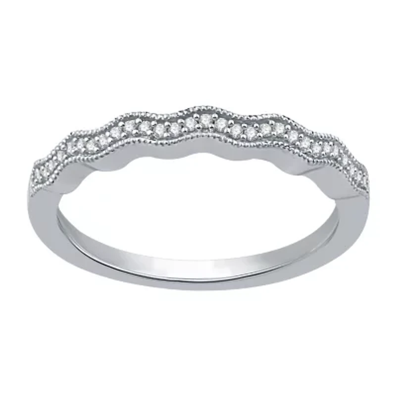 Womens 1/10 CT. T.W. Natural White Diamond Sterling Silver Wedding Band