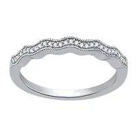 Womens 1/10 CT. T.W. Natural White Diamond Sterling Silver Wedding Band