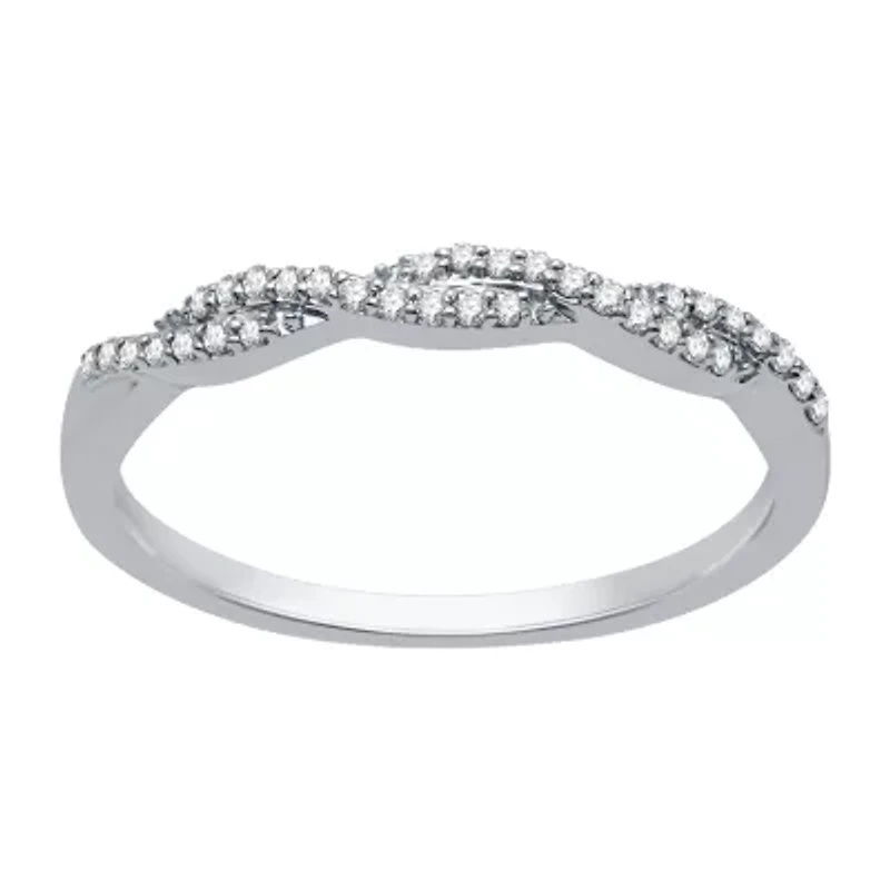 Womens 1/10 CT. T.W. Natural White Diamond Sterling Silver Anniversary Wedding Band