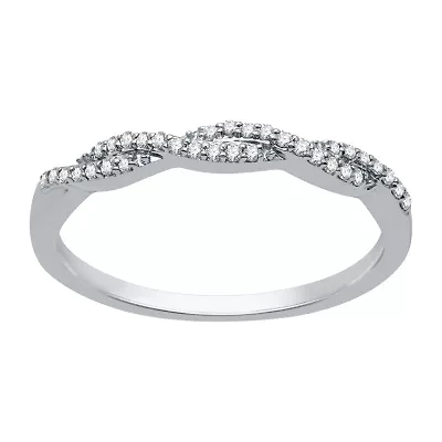 Womens 1/10 CT. T.W. Natural White Diamond Sterling Silver Anniversary Wedding Band