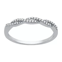 Womens 1/10 CT. T.W. Natural White Diamond Sterling Silver Anniversary Wedding Band