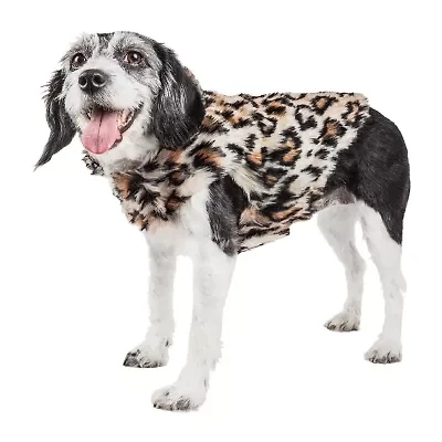 Pet Life ® Luxe 'Lab-Pard' Dazzling Leopard Patterned Faux Mink Fur Dog Coat Jacket