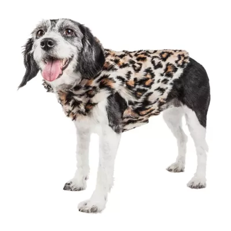 Pet Life ® Luxe 'Lab-Pard' Dazzling Leopard Patterned Faux Mink Fur Dog Coat Jacket