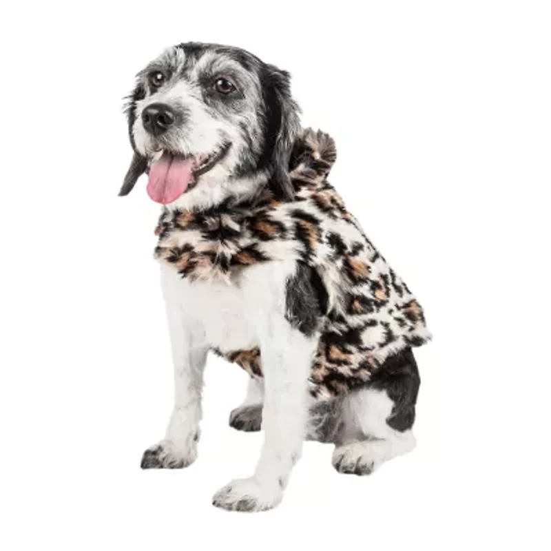 Pet Life ® Luxe 'Lab-Pard' Dazzling Leopard Patterned Faux Mink Fur Dog Coat Jacket