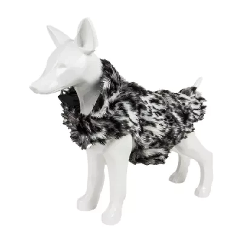 Pet Life ® Luxe 'Paw Dropping' Designer Gray-Scale Tiger Pattern Faux Mink Fur Dog Coat Jacket